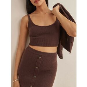 REFORMATION Recycled Cashmere Knit Sleeveless Cropped Camisole Sweater Tank M